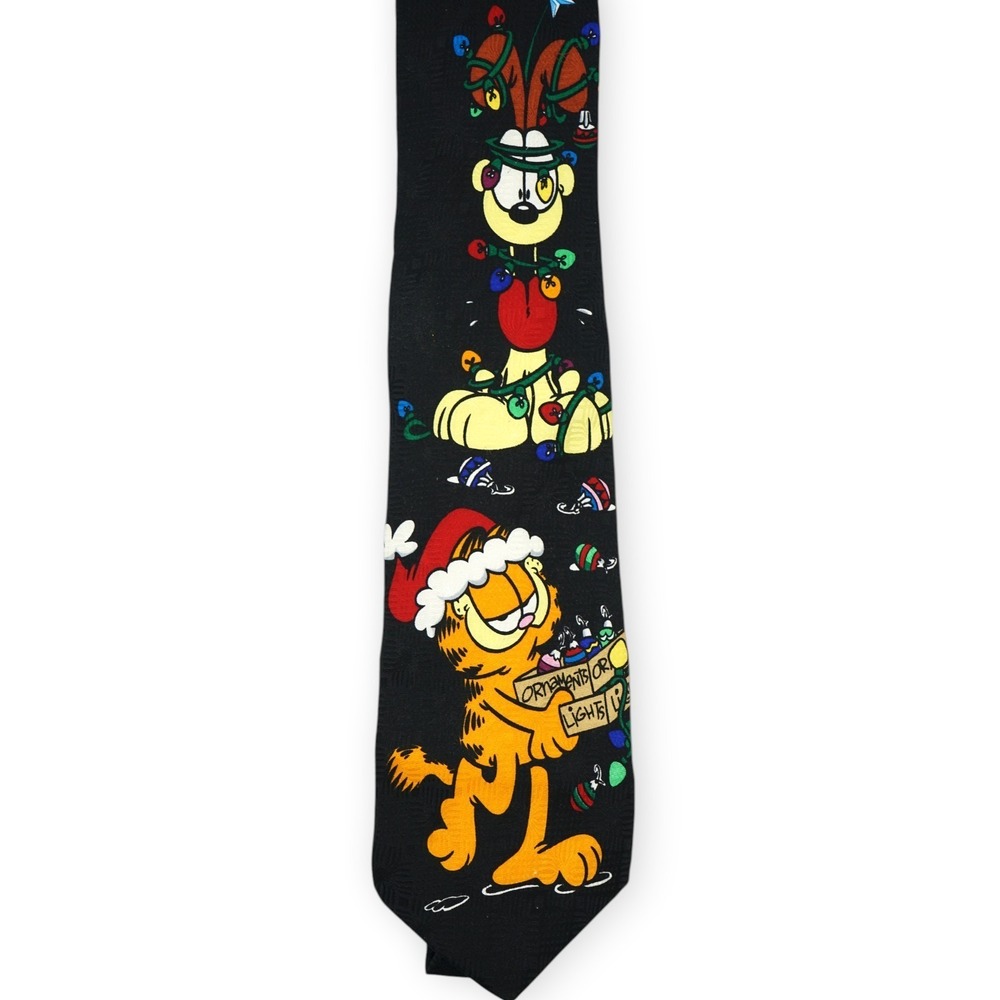 GARFIELD & ODIE PAWS‎ ADDICTION CHRISTMAS TIE ~ 57" ~ 100% Silk
